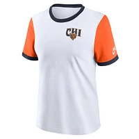 T-shirt Nike blanc Chicago Bears Rewind Ringer Tri-Blend pour femme
