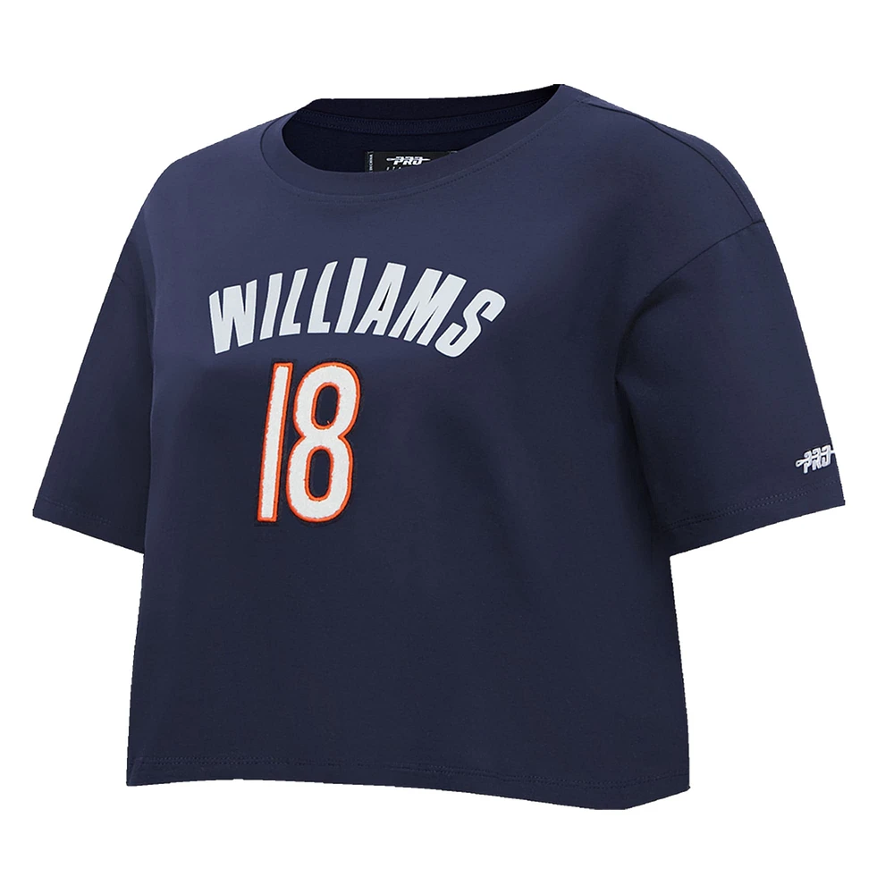 Women's Pro Standard Caleb Williams Navy Chicago Bears Player Name & Number Cropped Boxy T-Shirt