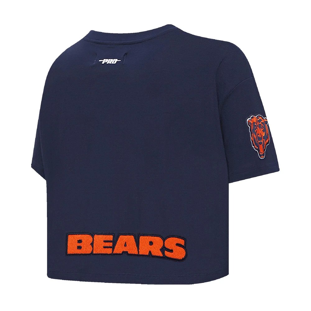 T-shirt court et boxy bleu marine avec nom numéro de joueur des Chicago Bears Pro Standard Caleb Williams pour femme