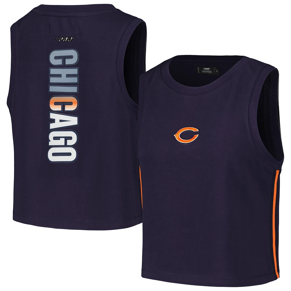 Women's Pro Standard  Navy Chicago Bears Ombre Wordmark Classic Cropped Tank Top