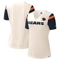 T-shirt à col en V Starter Cream Chicago Bears Kick Start pour femme