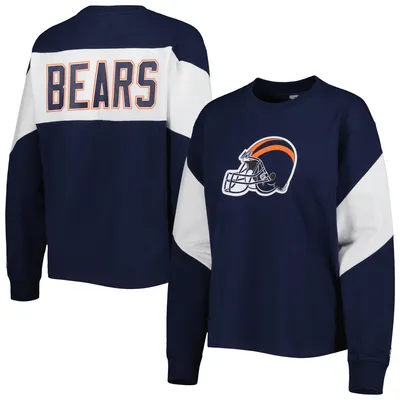 Chicago Bears Starter Women's Insight Crop Tri-Blend Long Sleeve T-Shirt - Navy