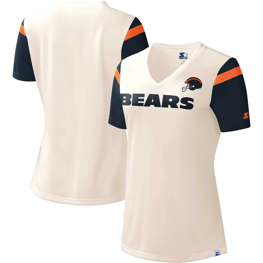 Démarreur blanc Chicago Bears Kick-Starter pour femme - T-shirt à encolure en V