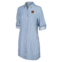 Women's Tommy Bahama Blue/White Chicago Bears Chambray Stripe Cover-Up Shirt Dress