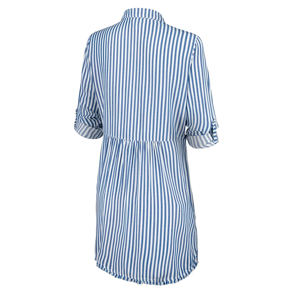 Women's Tommy Bahama Blue/White Chicago Bears Chambray Stripe Cover-Up Shirt Dress