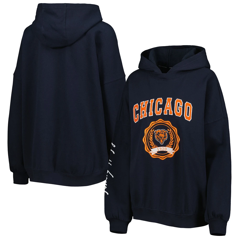 Women's Tommy Hilfiger Navy Chicago Bears Becca Drop Shoulder Pullover Hoodie