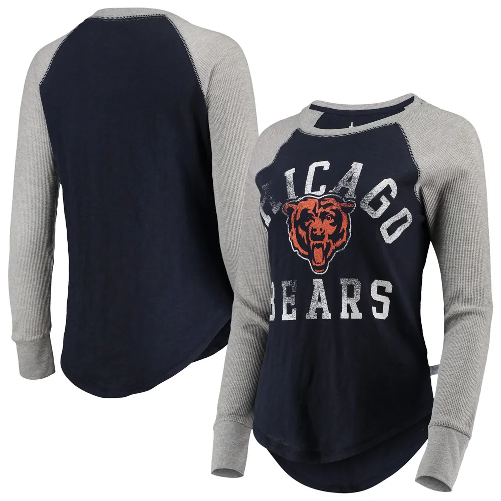 Chicago Bears '47 Women's Brush Back Parkway Cropped Lightweight Long Sleeve  T-Shirt - Cream