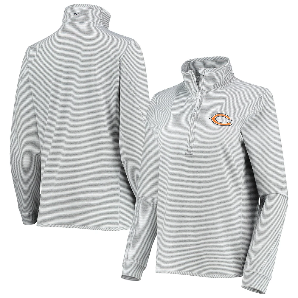 Vineyard Vines Heather Grey Chicago Bears Sankaty Shep Pull à demi-glissière pour femme