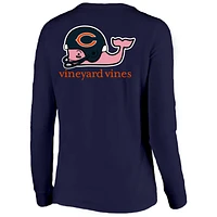 T-shirt à manches longues avec casque des Chicago Bears de Vineyard Vines pour femme, bleu marine