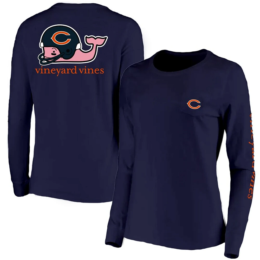 T-shirt à manches longues avec casque des Chicago Bears de Vineyard Vines pour femme, bleu marine