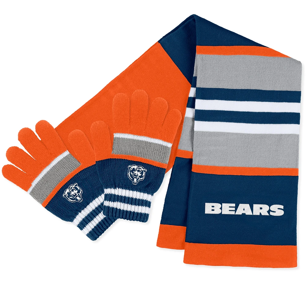 Ensemble gants et écharpe à rayures Chicago Bears pour femme WEAR by Erin Andrews