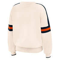 Women's WEAR by Erin Andrews  Cream Chicago Bears Stripe Pullover Sweater