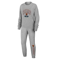 Ensemble de détente pour femme WEAR by Erin Andrews Heather Gray Chicago Bears en tricot tri-blend à manches longues et pantalon grande taille