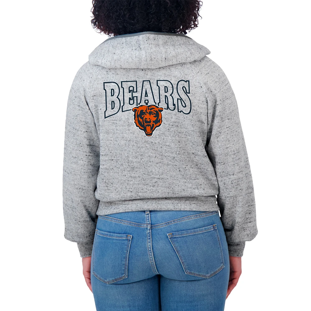 Sweat à capuche court en polaire moucheté gris chiné WEAR by Erin Andrews pour femme des Chicago Bears