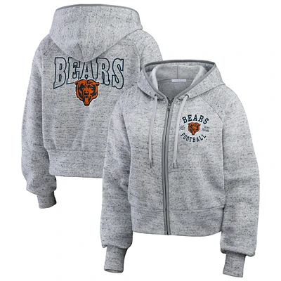 Sweat à capuche court en polaire moucheté gris chiné WEAR by Erin Andrews pour femme des Chicago Bears