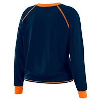 Women's WEAR by Erin Andrews Navy/Orange Chicago Bears Tie-Front Long Sleeve Top