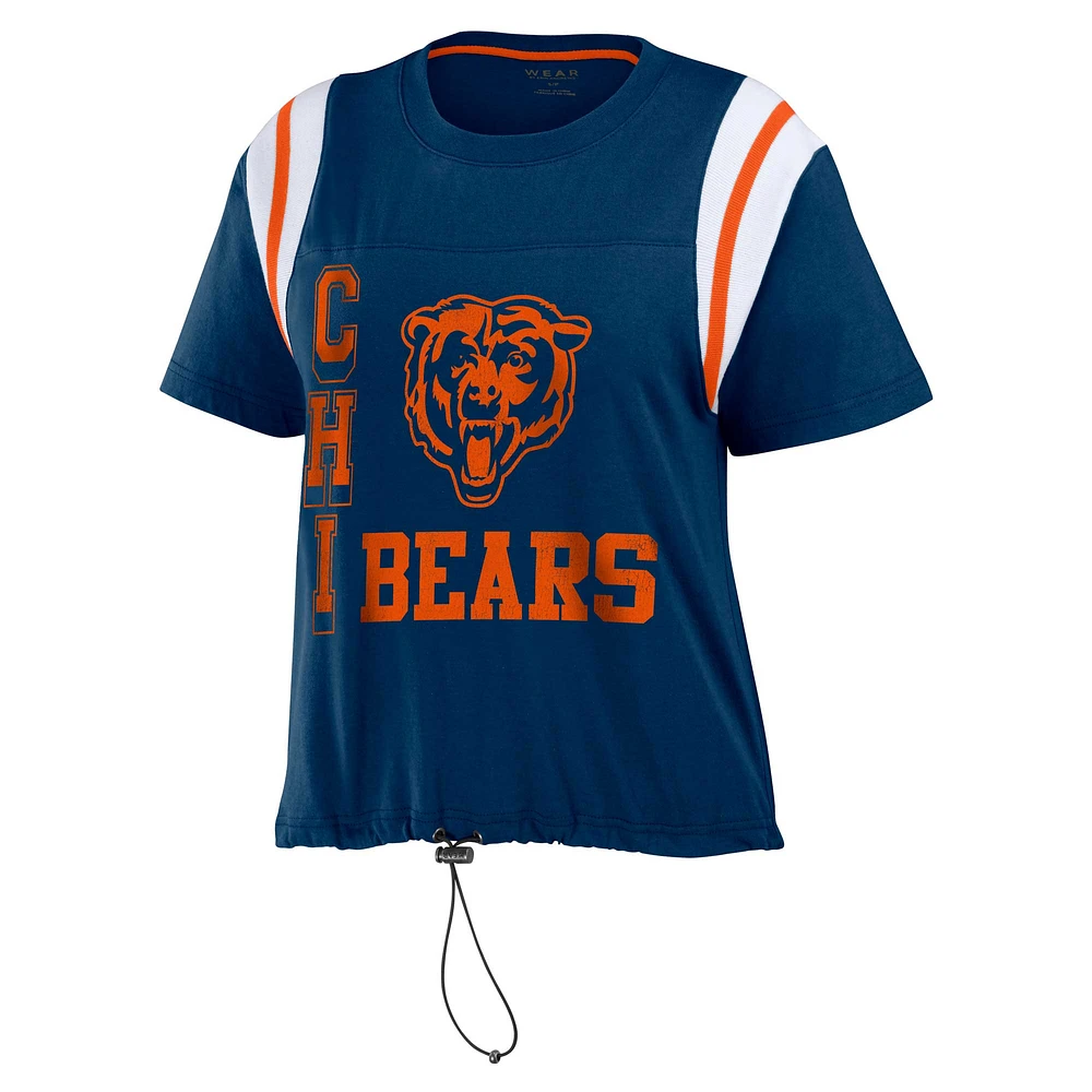 Women's WEAR by Erin Andrews Navy Chicago Bears Cinched Colorblock T-Shirt