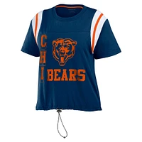 Women's WEAR by Erin Andrews Navy Chicago Bears Cinched Colorblock T-Shirt