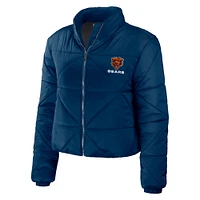 Veste courte zippée WEAR by Erin Andrews pour femme, bleu marine, des Chicago Bears