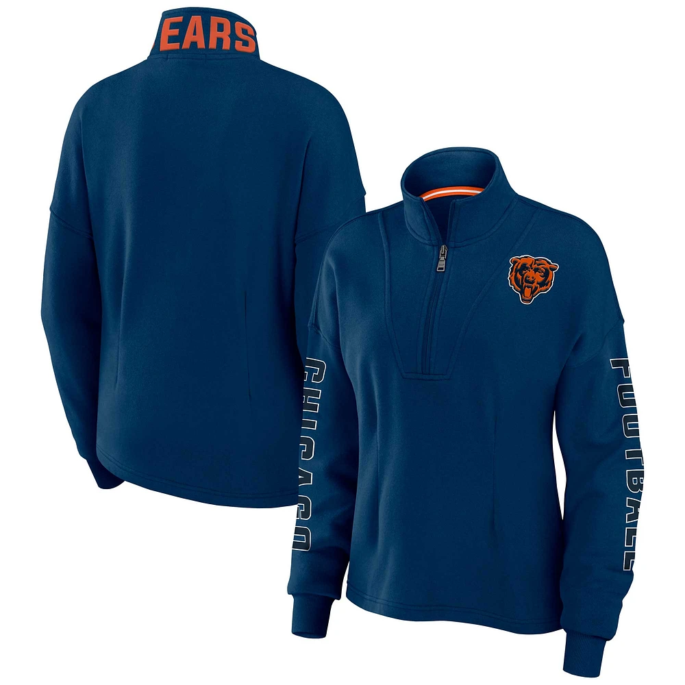 Veste mi-zippée bleu marine WEAR by Erin Andrews pour femme des Chicago Bears