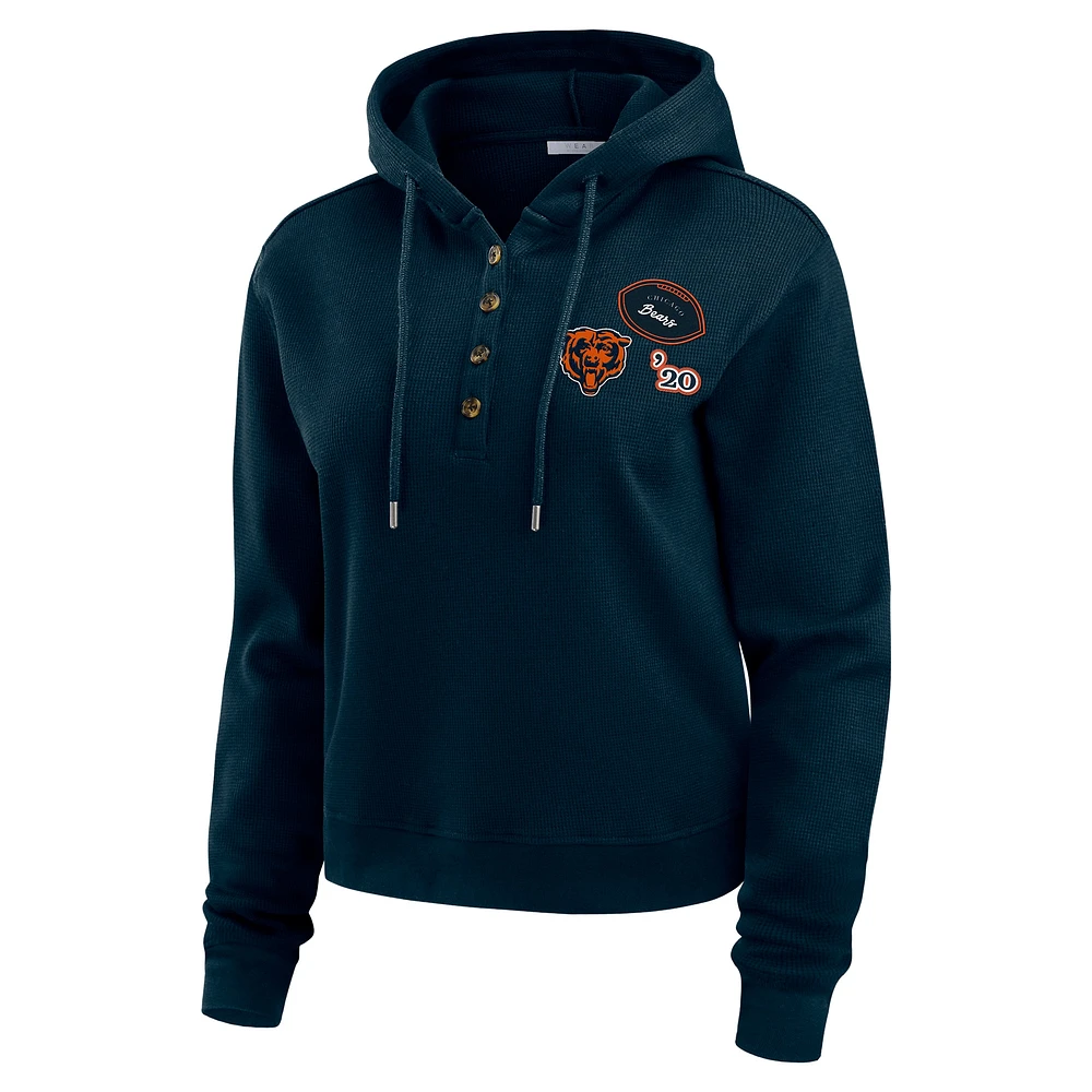 Women's WEAR by Erin Andrews  Navy Chicago Bears Plus Waffle Hoodie Pullover Top