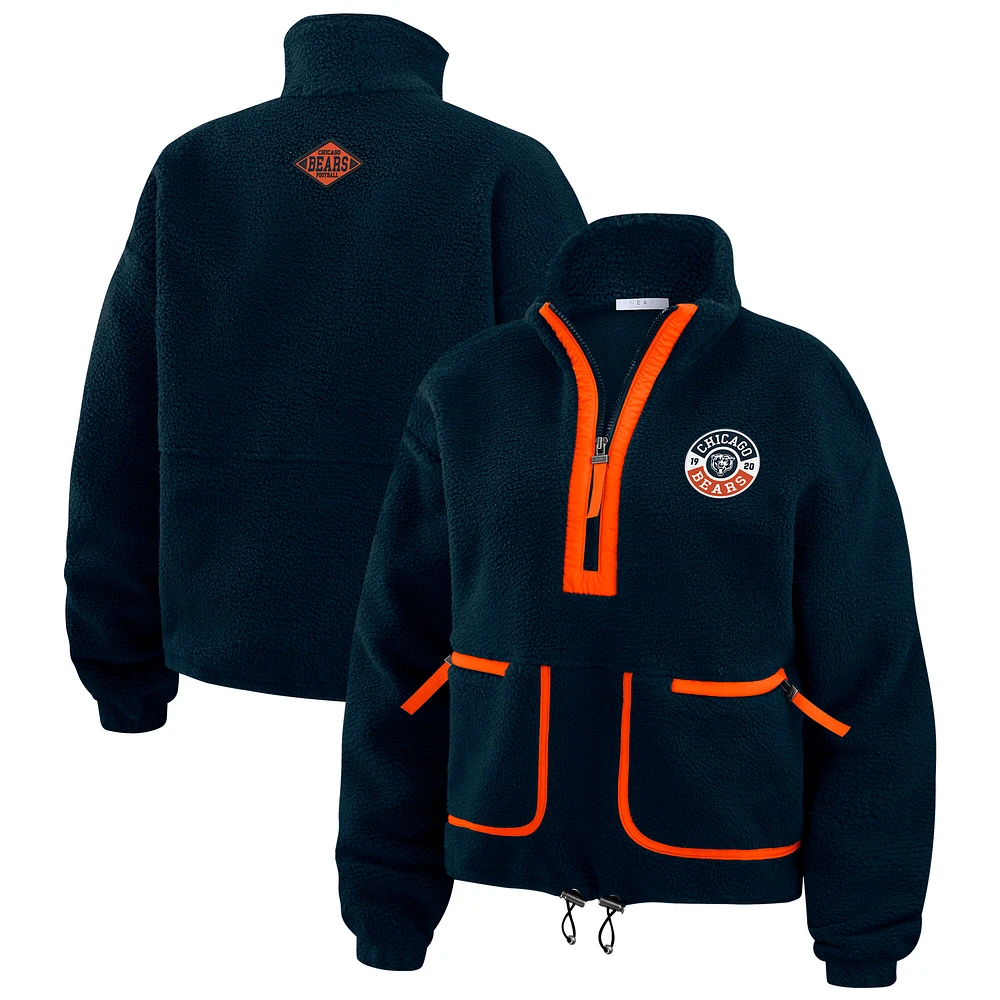 Veste polaire mi-zippée bleu marine WEAR by Erin Andrews pour femme des Chicago Bears