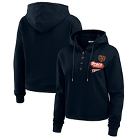 Women's WEAR by Erin Andrews Navy Chicago Bears Waffle-Knit Pullover Hoodie