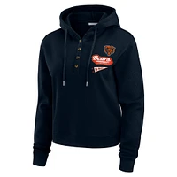 Women's WEAR by Erin Andrews Navy Chicago Bears Waffle-Knit Pullover Hoodie