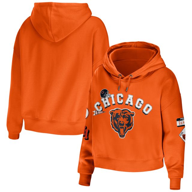 Women's Wear by Erin Andrews Orange Chicago Bears Plus Size Modest Cropped Pullover Hoodie