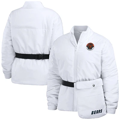 Women's WEAR by Erin Andrews  White Chicago Bears Packaway Full-Zip Puffer Jacket