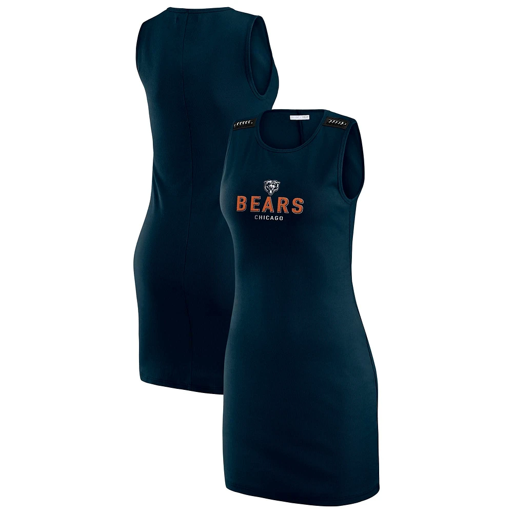 Women's WEAR by Erin Andrews x Gracie Hunt Navy Chicago Bears Ribbed Tank Dress