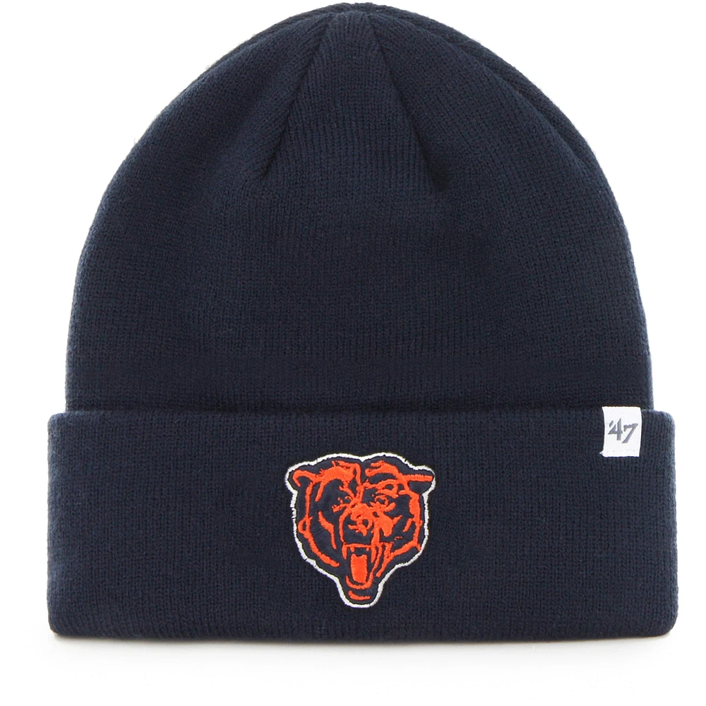 Bonnet en tricot basique à revers Chicago Bears '47 bleu marine pour jeune