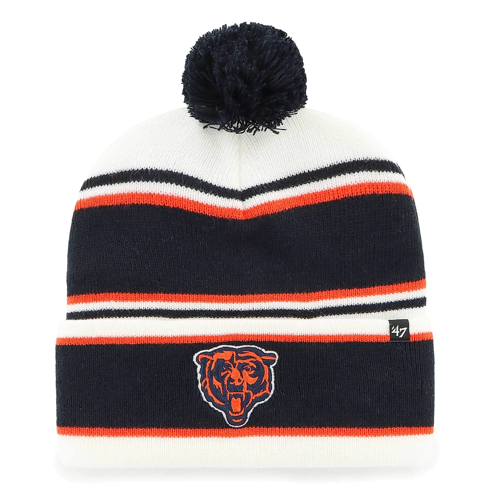 Bonnet en tricot à revers Stripling Chicago Bears blanc '47 pour jeunes avec pompon