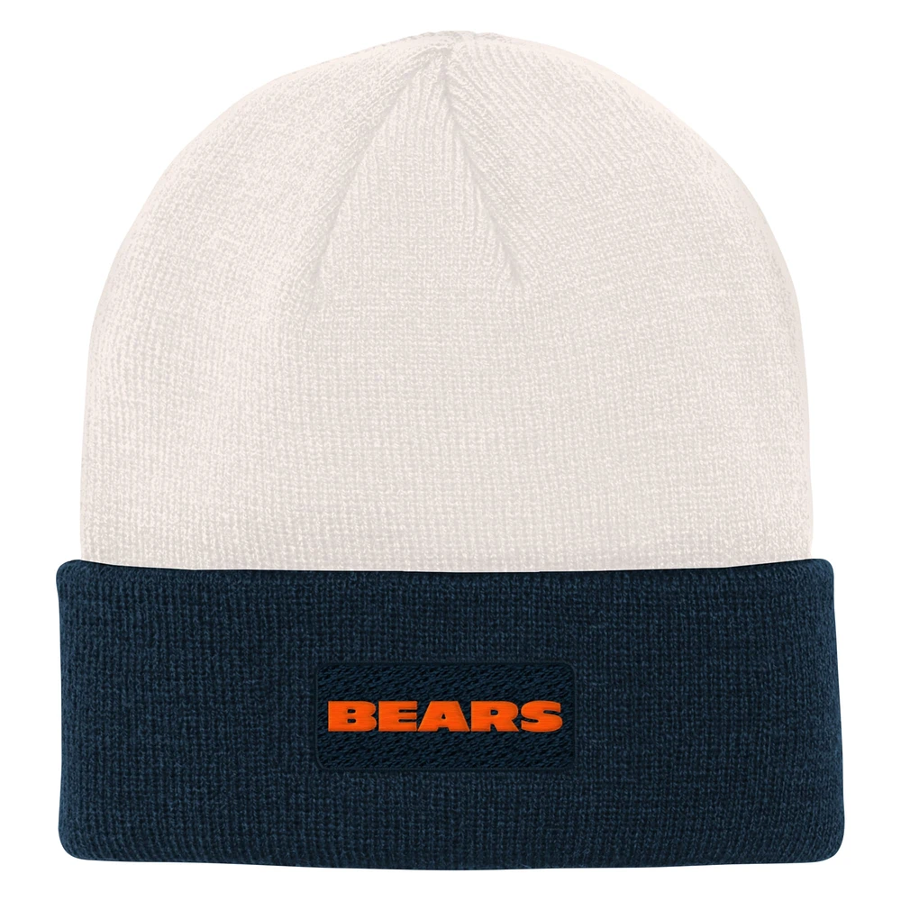 Youth Cream/Navy Chicago Bears Bone Cuffed Knit Hat