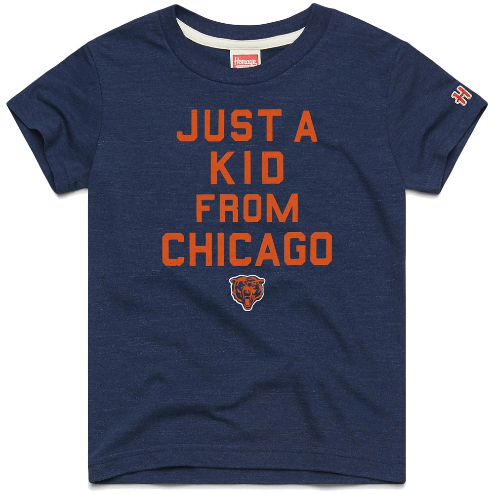 Youth Homage  Navy Chicago Bears Just a Kid Tri-Blend T-Shirt