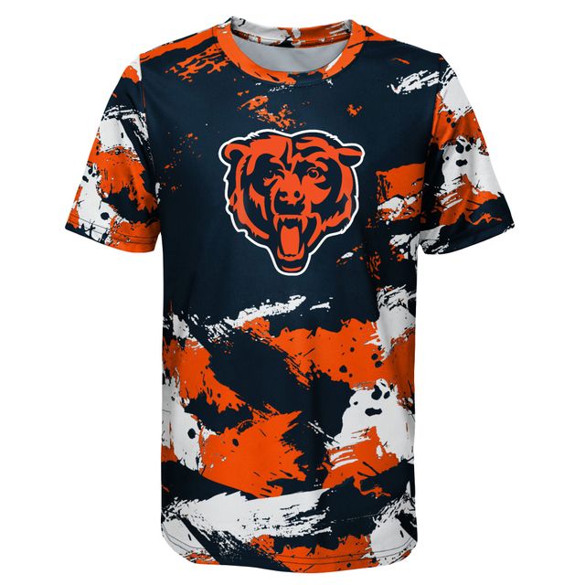 T-shirt à motif croix Chicago Bears bleu marine/orange pour jeune