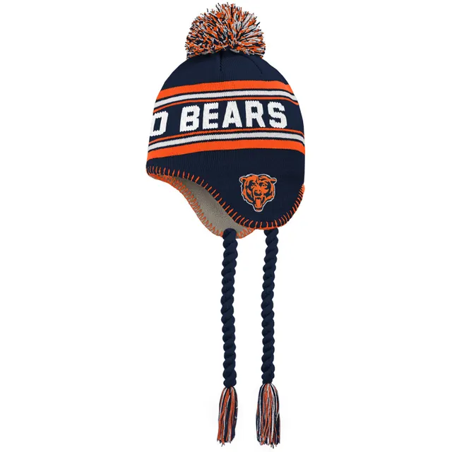 Youth New Era White Chicago Bears Retro Cuffed Knit Hat with Pom