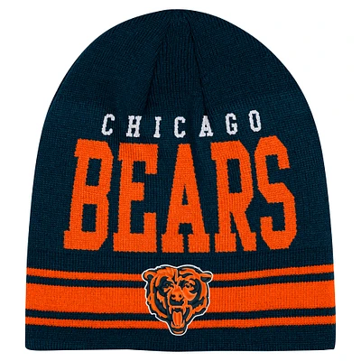 Bonnet en tricot rétro bleu marine pour jeunes Chicago Bears