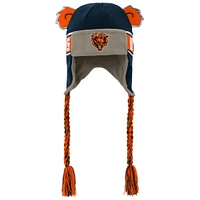 Bonnet en tricot bleu marine avec oreilles de soldat et inscription Chicago Bears pour jeunes