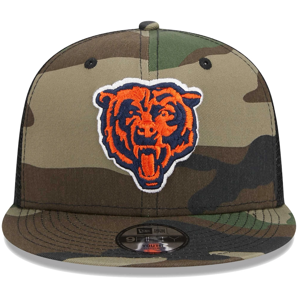 Casquette New Era Camo Chicago Bears Alternate Logo Main Trucker 9FIFTY Snapback pour jeune