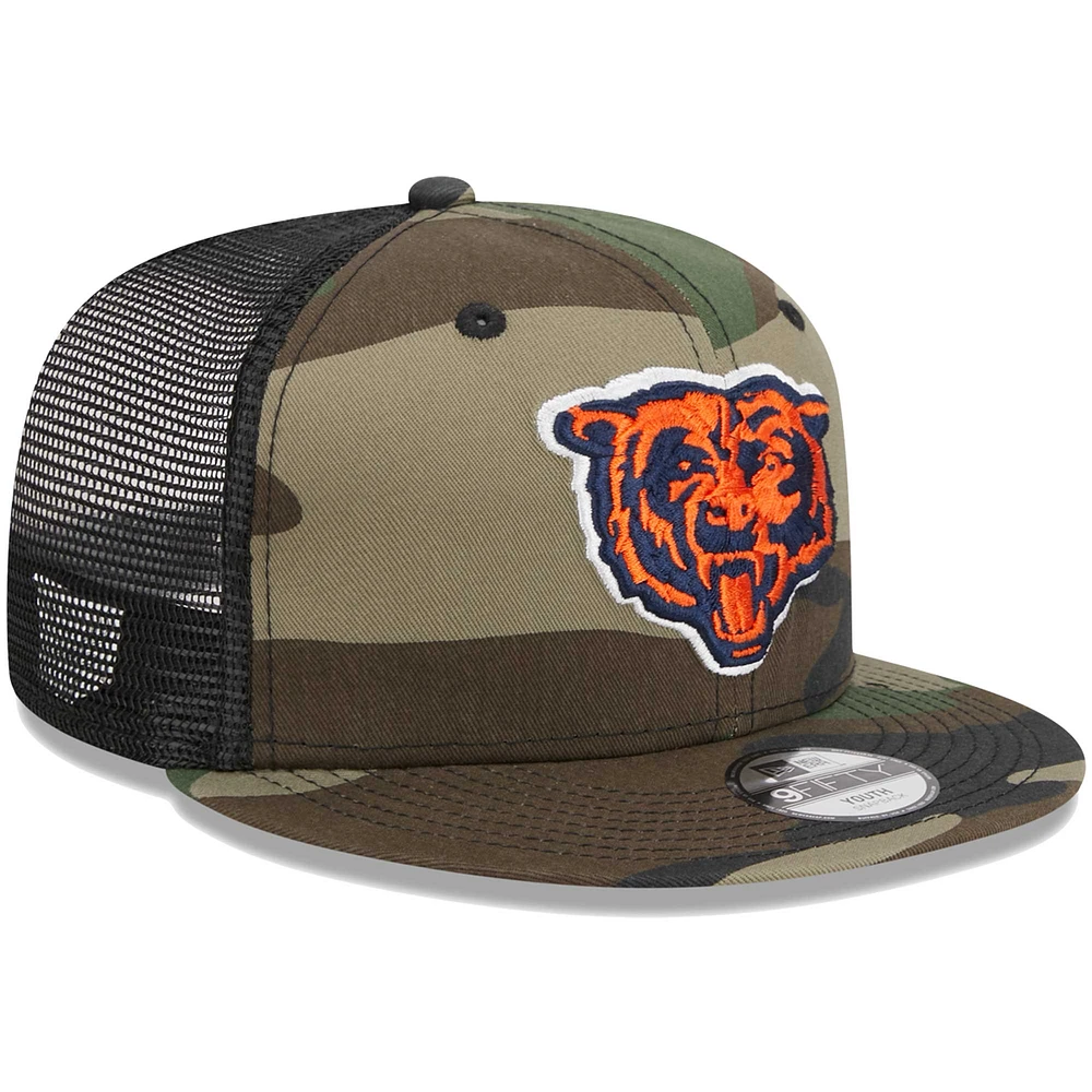 Youth New Era Camo Chicago Bears Alternate Logo Main Trucker 9FIFTY Snapback Hat