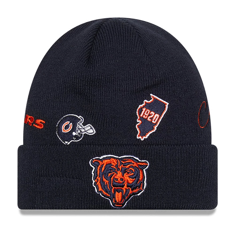 NWE BEARS NAVY NFL Junior IDENTITY CUFFED KNIT HATYTHNIT