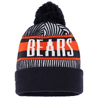 Bonnet en tricot à revers rayé Chicago Bears New Era pour jeune avec pompon