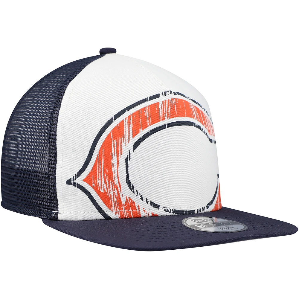 Casquette Snapback 9FIFTY A-Frame en détresse Chicago Bears New Era pour jeune, blanc/bleu marine