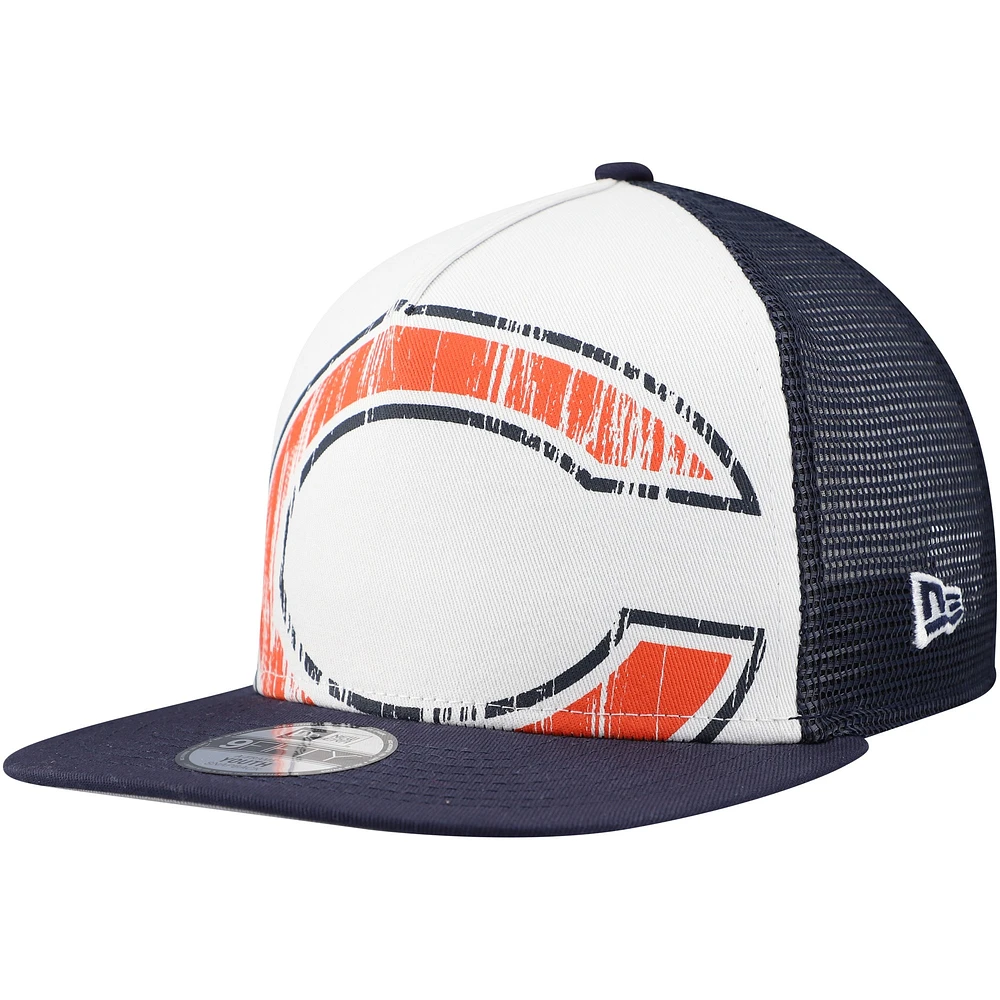 Casquette Snapback 9FIFTY A-Frame en détresse Chicago Bears New Era pour jeune, blanc/bleu marine