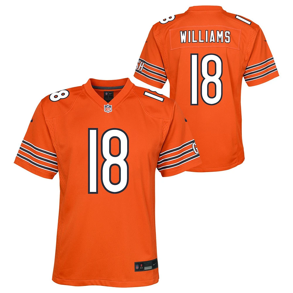 Maillot de match alternatif Nike pour jeunes Caleb Williams Orange Chicago Bears