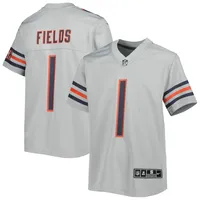 Maillot de jeu inversé Nike Justin Fields pour jeunes Chicago Bears, gris