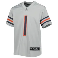 Maillot de jeu inversé Nike Justin Fields pour jeunes Chicago Bears, gris