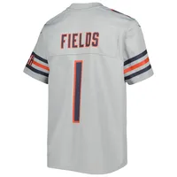 Maillot de jeu inversé Nike Justin Fields pour jeunes Chicago Bears, gris