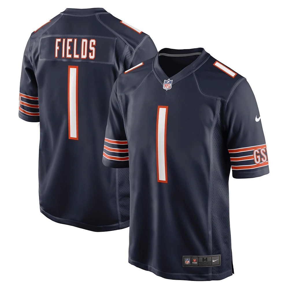 Maillot de match Nike Justin Fields des Chicago Bears pour jeunes, bleu marine